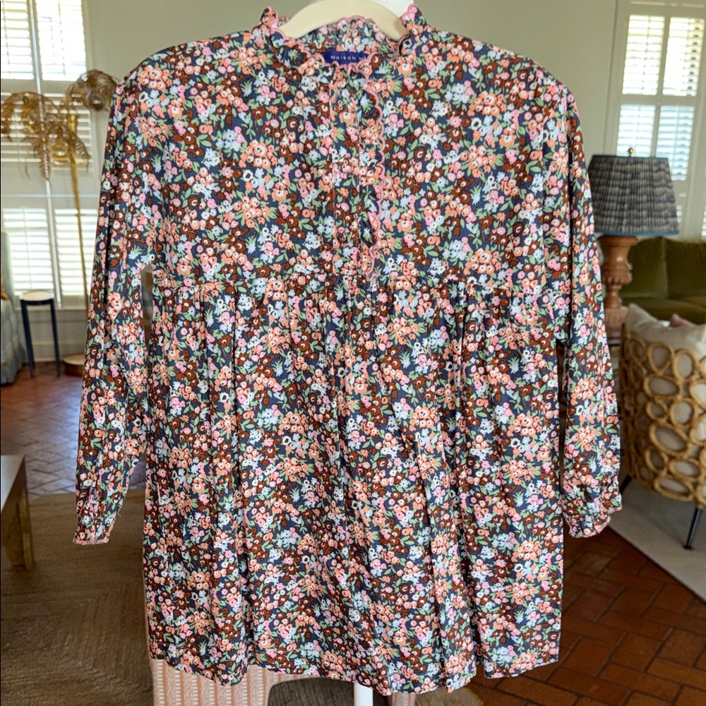Maison Me - Girls Long Sleeve Floral Dress - Size: 6Y - Runs Small